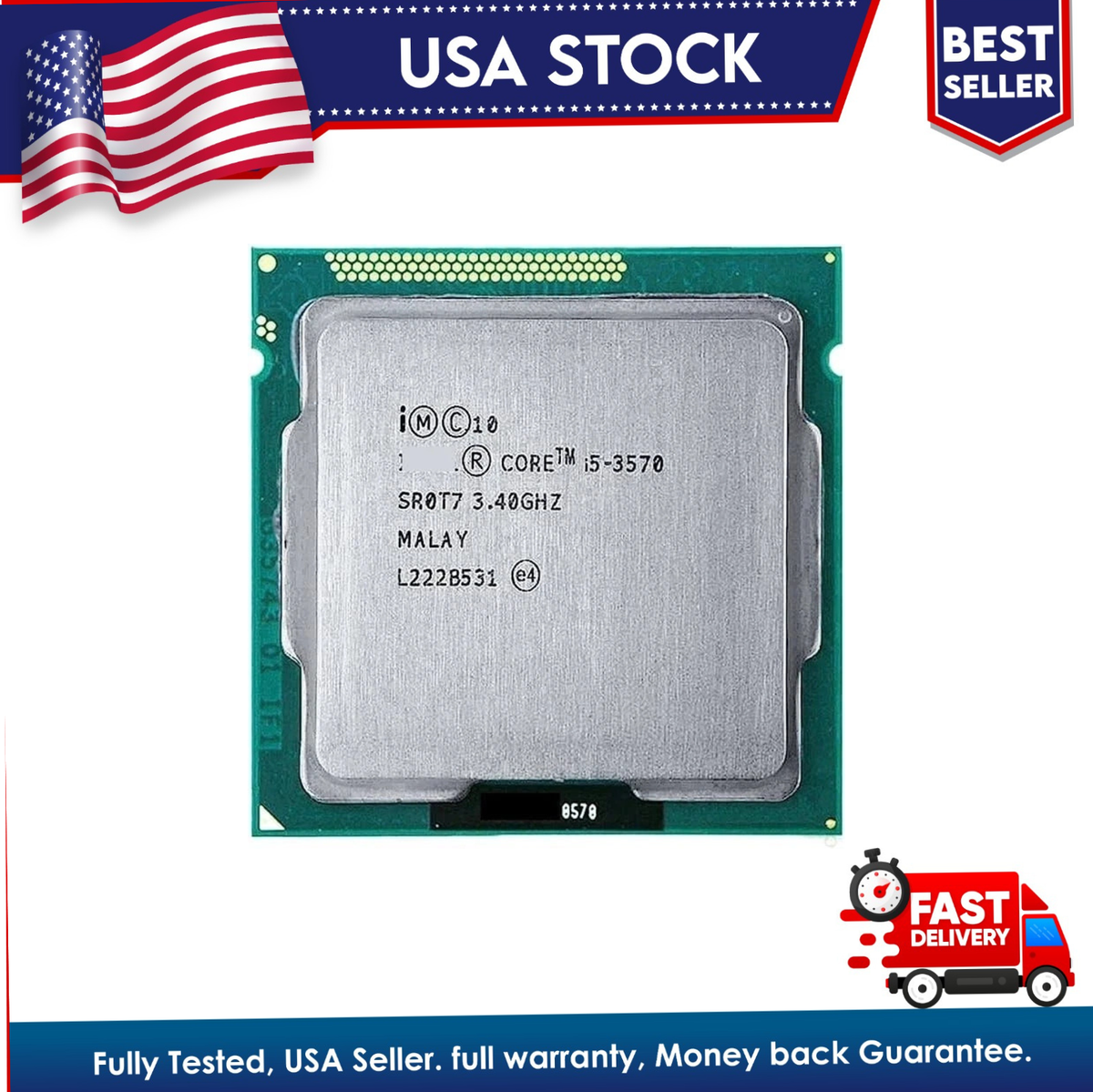 Processeur Intel Core I7-3770K 3.50 GHz Socket LGA1155 - Reconditionné, 4 Cœurs, Pour PC Gaming Ou Bureautique
