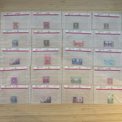 US Stamp Lot 20 Mint Singles MNH MH 1910s-1950s Collection Vintage Glassines