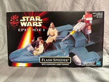 NEW Star Wars Hasbro Episode 1 FLASH SPEEDER with Launching Laser Cannon 1998