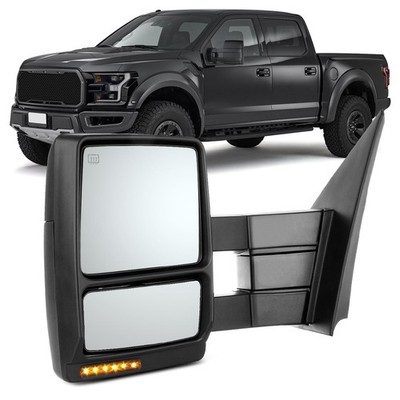 Pwr Htd Left Tow Mirror F-150 07-14 Turn Sig Black Manual Fold Tele