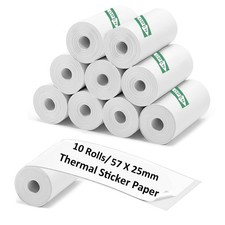 10 Rolls Mini Thermal Printer Paper, 57 X 25mm Sticker Paper for Most