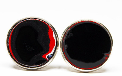 Fordite Cufflinks - 18mm - Silver Colored Brass - 1 mm Thick  (C-350)