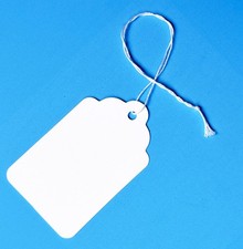 500 White Merchandise Tags 8 with String Attached   2 3/4  x 1 11/16    Pape...