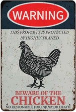 Beware Of Chicken Warning Of Tin Metal Signs Home D cor 8x12