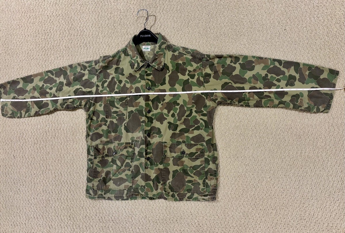Vintage 60s Kamo Button Up Shirt Jacket Size L Hunting Duck Camo