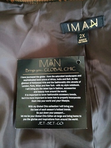 IMAN Womens Blazer Single Breasted Tartan Plaid Jacket Office Stretch 2X NWT.FL - Picture 8 of 11