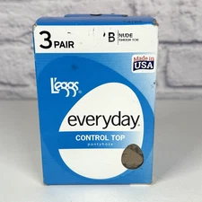 Vintage L'eggs Women's Everyday Control Top Panty Hose NUDE Size B 3 Pairs NOS