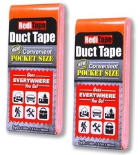 Travel Size Fluorescent Orange Duct Tape 2-Pack - Pocket Size Flat Mini Roll ...