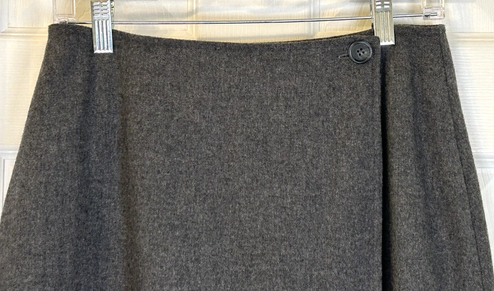 Falda midi ORVIS vintage de mezcla de lana envolvente sintética talla 10 gris en capas frontal larga Foto 2 de 4