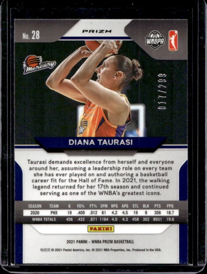 2021-22 Prizm WNBA Diana Taurasi Prizms Red #17/299 Mercury - Image 2 of 2