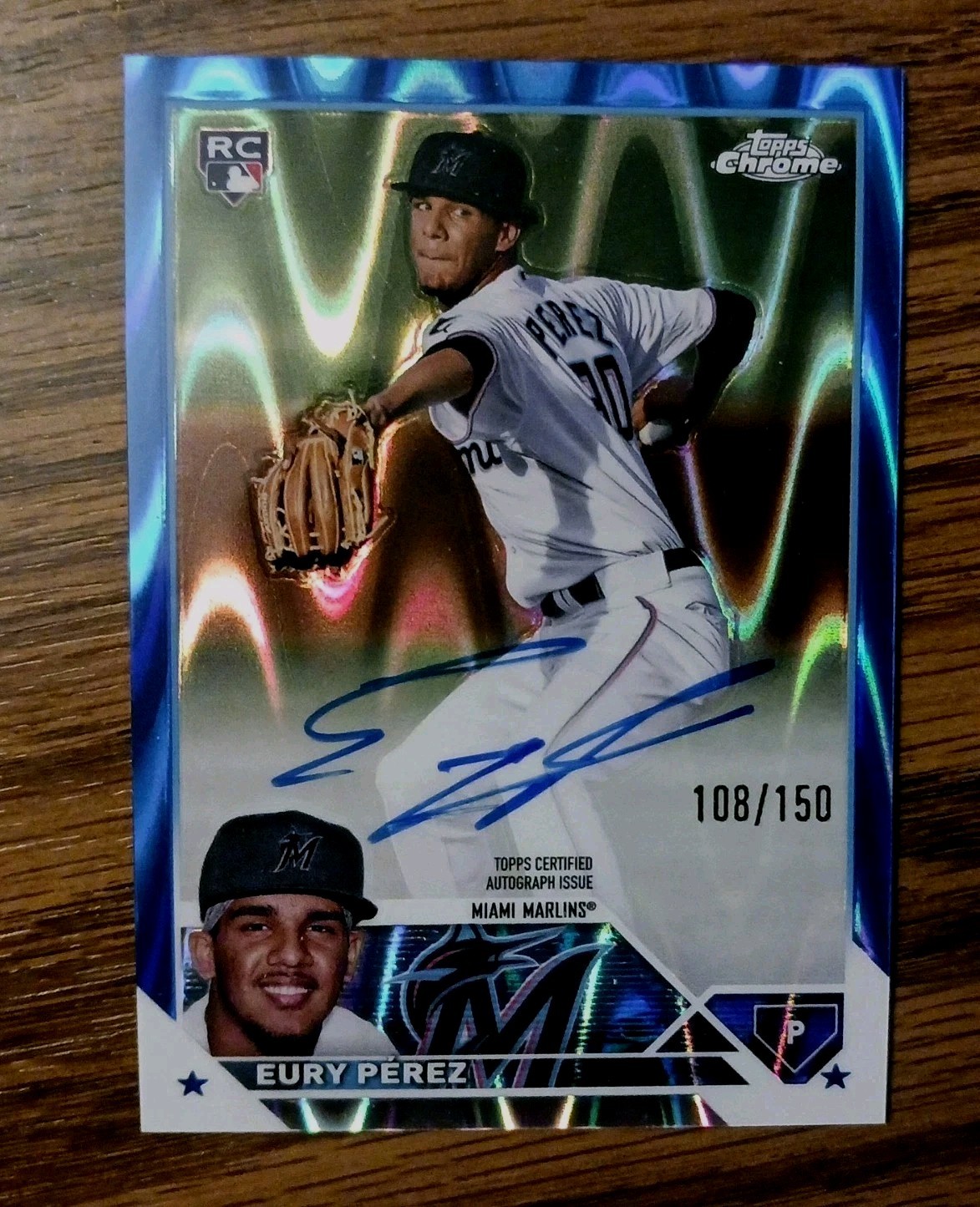2023 Topps Chrome Update Blue RayWave Refractor 108/150 Eury Perez Pérez Auto RC