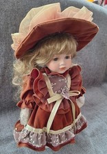 Leonardo Collection Charlotte Porcelain Doll Hat Victorian Dress /Stand/tag