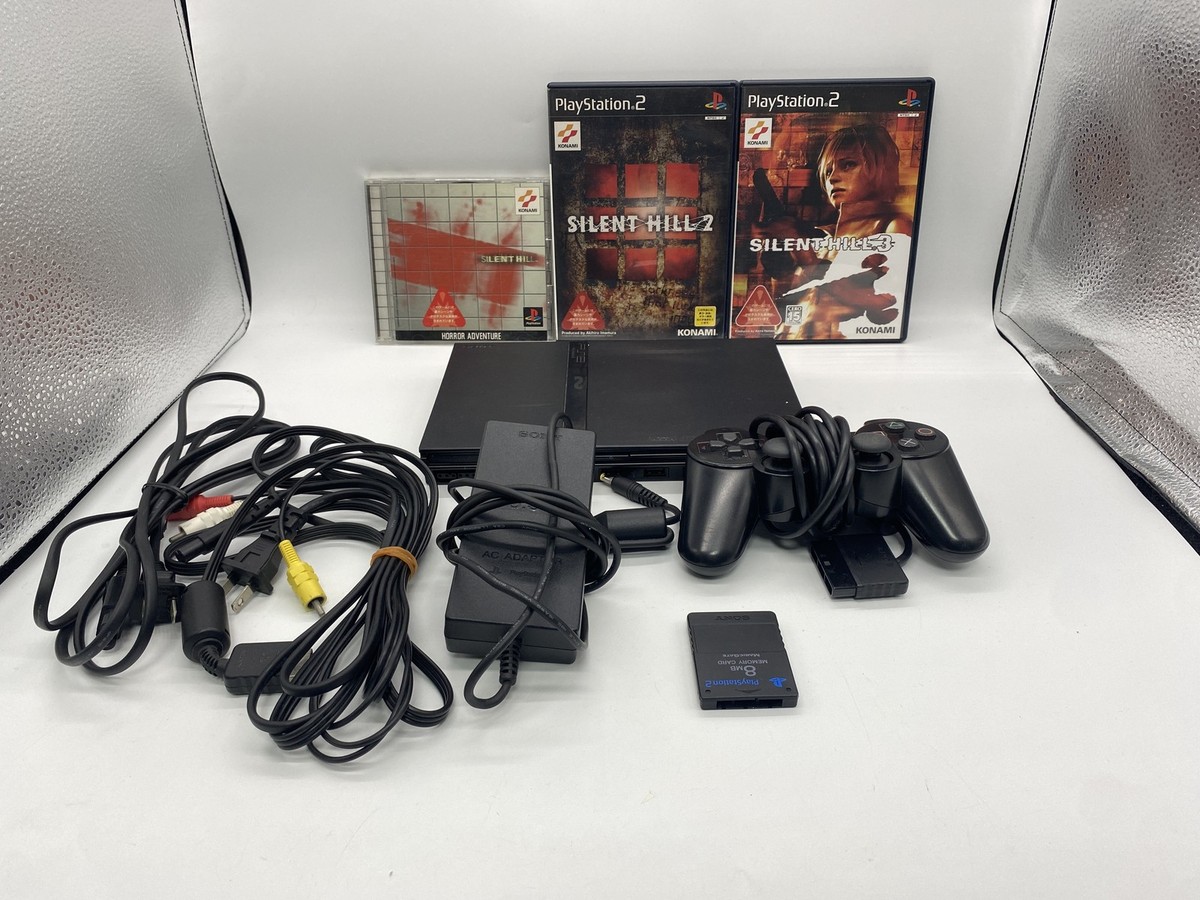 PS2 Playstation2 Console w/ Silent Hill series 3 set Black
