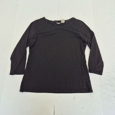 Max Studio Top Medium Schwarz Damen Rundhals Langarm