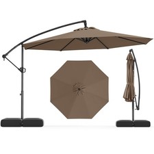 10 FT Offset Hanging Umbrella with Base Patio Cantilever Umbrella 360  Rotation