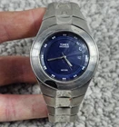 Vintage Men's Timex Indiglo Blue 40mm Tachymeter Alarm Stainless Quartz Watch