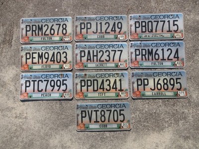 Bulk Lot of 10 Georgia License Plate Plates Peach State GA - Lot PPJ 6895