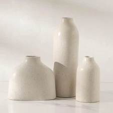 Ceramic Vase Set of 3, White Flower Vase Home Decor,Modern Farmhouse Decor,Pa...
