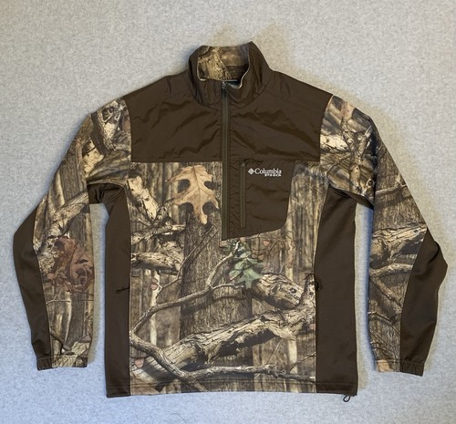 Columbia PHG Camo Hunting Jacket Mens M Fleece 1/2 Zip Thermo Lined Zip Pockets