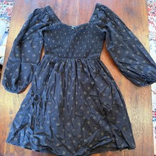 Madewell Women's Midi Dress Balloon Sleeve Pockets Smocked Cottage Small