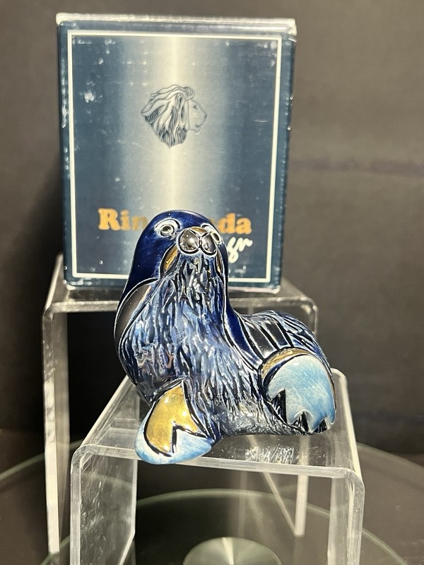 Artesania Rinconada Seal Blue, 24kt. Gold w/ Box