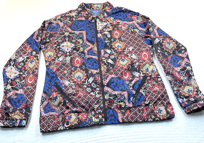 Zelos Multicolor Jacket Geometric Long Sleeve Zip Up Windbreaker Size Large