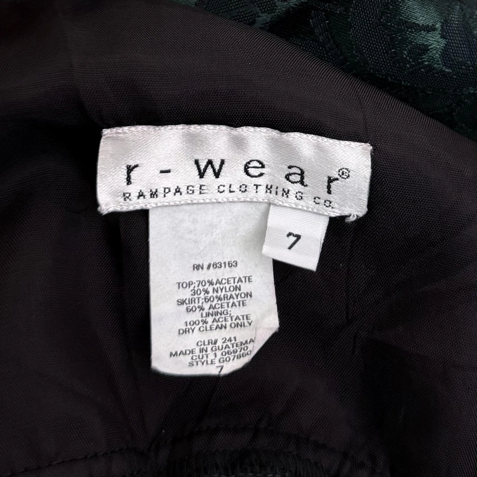 Vintage Rampage R Wear Dress Juniors 7 Black Green Velvet Brocade Maxi 90s Night - Image 4 of 4