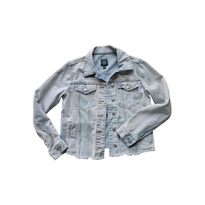Wild Fable Lightwash Bleached Raw Hem Denim Jacket Women's Size XS