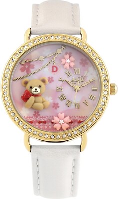 Didofa 242881 Womens Faux Leather Analog Quartz Movement Wrist Watch White/Gold