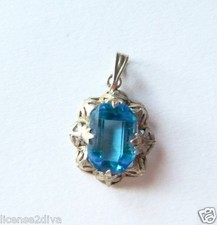 VINTAGE BLUE COLORED STONE PENDANT #vintagependant #artdecopendant #pendant