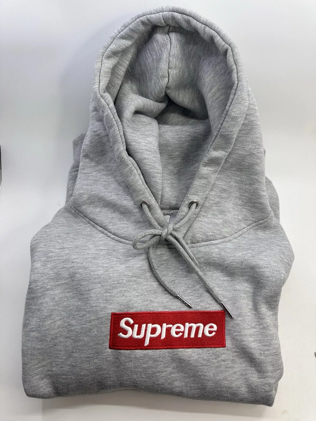 Pull à capuche homme Supreme Box Logo gris grand gris bruyère manches longues 