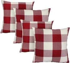 Set of 4 Farmhouse Buffalo Checker Plaid  Throw Pillow Covers Size 18" x 18"