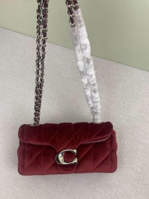 COACH Tabby Shoulder 20 Quilted Wine Red CW608 Outlet New | eBay