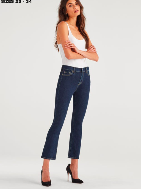 High Waist Slim Kick Jeans Dark Wash 
