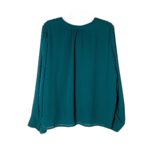 J Crew Hunter Green Clip Dot Ruffle Up Blouse 3X Women's Plus - Picture 3 of 9