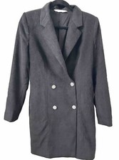 Vtg Y2k Lichi Fitted Trench Coat Dress XS Minimalist Ornate Buttons Whimsigoth