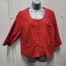 Ladies Merona Red 100% Linen Jacket Size Xxl 2xl
