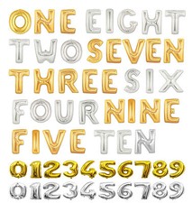 16" 40" Silver Gold Mylar Foil BALLOON Number Letter Party Birthday Decoration