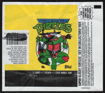 1989 Topps TMNT Teenage Mutant Ninja Turtles Opened Wax Pack Wrapper AA876