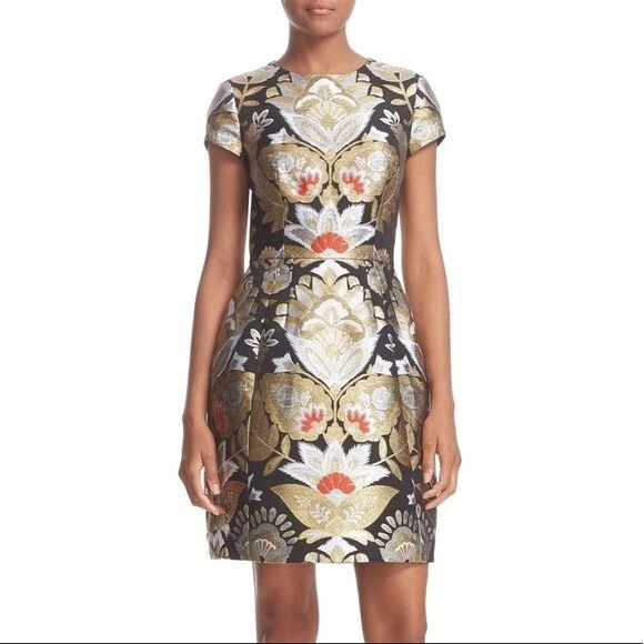 Vestido de cóctel bordado jacquard metálico TED BAKER London Imoen 4 TB = 8/10 Foto 3 de 4