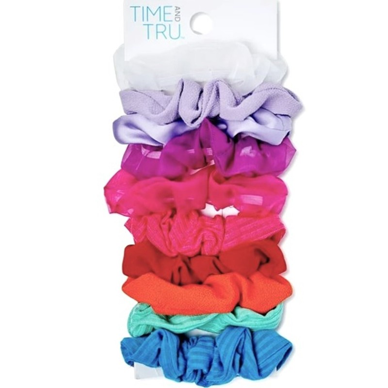 TIME & TRU Women's HAIR TIES / SCRUNCHIES 10-Pack BRIGHT ~ New with Tags