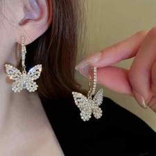 Dazzling Butterfly Hoop Earrings - Fashion-Forward  Hypoallergenic - Sparkling