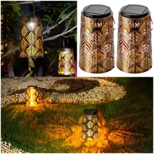 2 Pack Solar Hanging Lantern Lights - Outdoor Waterproof Decorative Lanterns