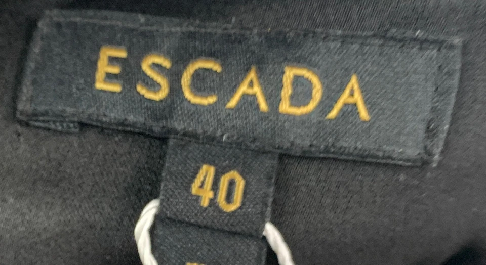 Falda lápiz Escada para mujer negra plateada metálica mezcla de seda estampado floral talla 40 Foto 3 de 4