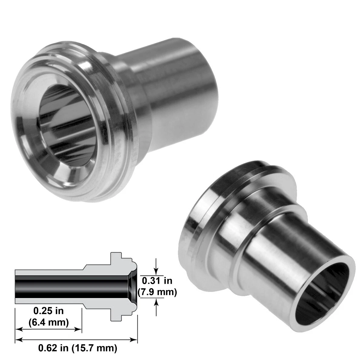 316L VAR VCR Fitting, Long Tube Butt Weld Gland, 1/4 VCR X, 40 OFF