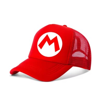 Super Mario Baseball Cap Kappe Gamer Fan Merch Cosplay Mütze Rot Red