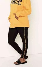 Victoria's Secret PINK Cotton High Waist Leggings Black w/ Gold Glow XL NEW NWT