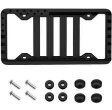 Silicone American Flag License Plate Frame Plate With Embossed 3D Stars On Black