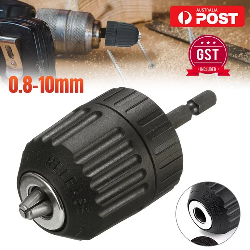 0.8-10 mm Keyless Drill Chuck Converter 3/8" 24UNF Thread Adapter 1/4" Hex Shank