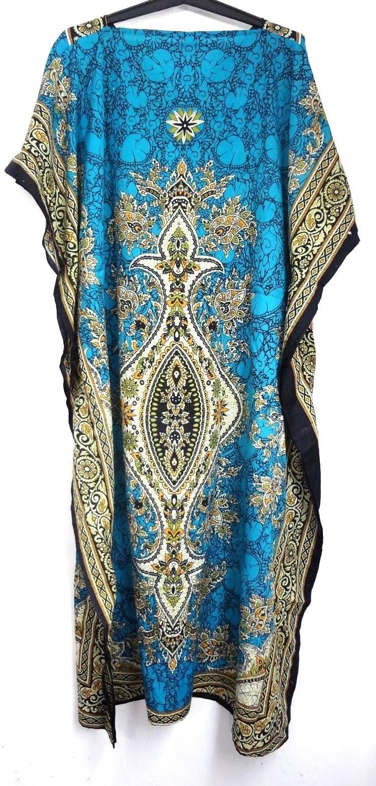 Women's Kaftan Maxi Dress Long Loose Hippy Boho Casual Caftan Tunic Night-Dress
